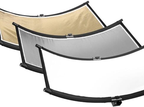 مجموعة عاكس الضوء المنحني Glow ArcLight II، عاكس تصوير محمول للاستوديو والصور والفيديو والصور الشخصية مع عاكس الضوء الأبيض، عاكس ذهبي، عاكس فضي وحقيبة (18 بوصة × 37 بوصة) in Kuwait