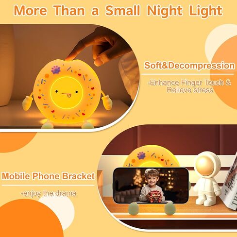 Night Light for Kids, Silicone Cute Donut Nursery Nightlight for Bedroom Decor, LED Squishy Donut Lamp, Rechargeable Dimmable Touch Sensor Lovely Night Lamp Gifts for Baby Children Girls Boy Women in Saudi Arabia