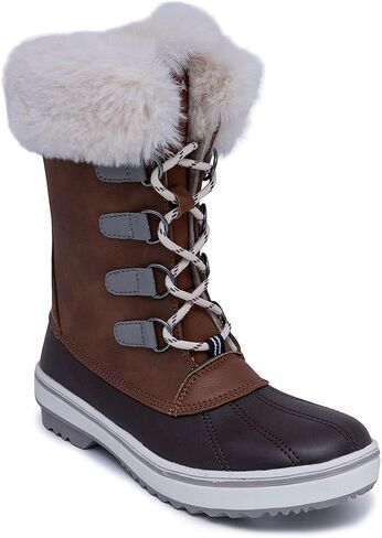 Nautica Women's Lace-Up Winter Snow & Rain Boots - Water-Resistant Insulated Boots with Cozy Faux Fur Lining for Warmth and Comfort - Glenoak in Saudi Arabia