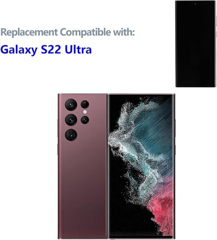 شاشة LCD متوافقة مع هاتف Galaxy S22 Ultra (أسود مع إطار) (مع وظيفة بصمة الإصبع) SM-S908B SM-S908U 6.8 بوصة استبدال مجموعة محول الأرقام لشاشة تعمل باللمس + أدوات in Saudi Arabia