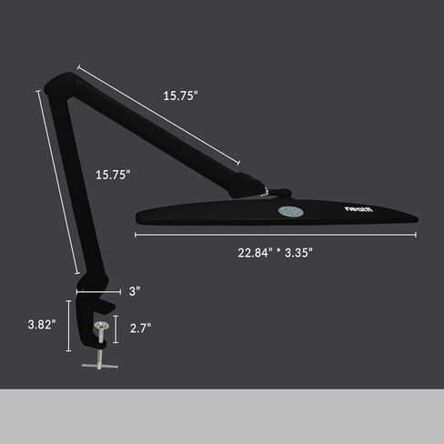 Neatfi XL 2,200 Lumens LED Task Lamp, 24W, 117 Pcs SMD LED, 4 Level Brightness, Dimmable, Desk Light for Home, Office, Workbench (Non-CCT with Base, Black) in Kuwait