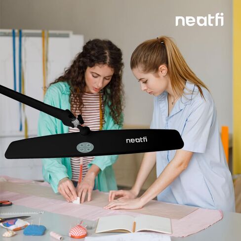 Neatfi XL 2,200 Lumens LED Task Lamp, 24W, 117 Pcs SMD LED, 4 Level Brightness, Dimmable, Desk Light for Home, Office, Workbench (Non-CCT with Base, Black) in Kuwait