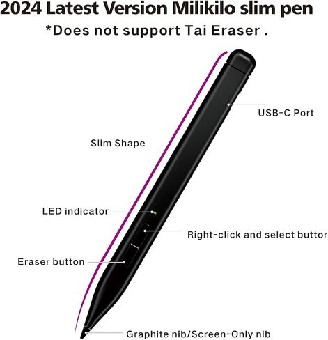Slim Pen 2 for Microsoft Surface Pro11,Made for Copilot+Pc Surface Pro11,Screen-Paper Dualuse Pen Tip,with 4096 Pressure, for Surface Pro10/9/8/7+/7/6/5/4/X,Surface Go 3/2/1,Book 3/2/1 in Saudi Arabia