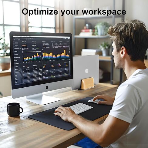UPERGO Vertical Laptop Stand for Desk, Laptop Holder to Dock MacBook, MacBook Pro and Other Laptops, Black Walnut Wood in Saudi Arabia