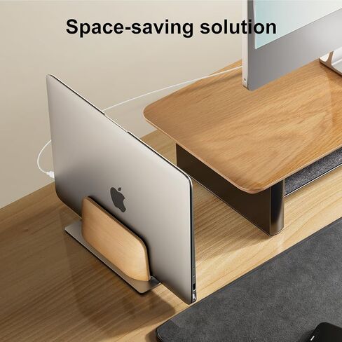 UPERGO Vertical Laptop Stand for Desk, Laptop Holder to Dock MacBook, MacBook Pro and Other Laptops, Black Walnut Wood in Saudi Arabia