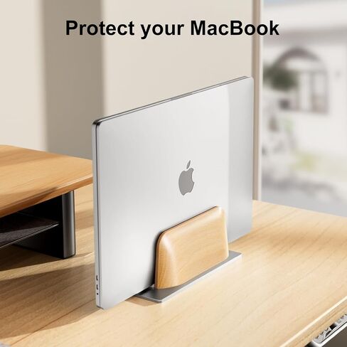 UPERGO Vertical Laptop Stand for Desk, Laptop Holder to Dock MacBook, MacBook Pro and Other Laptops, Black Walnut Wood in Saudi Arabia