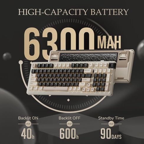 لوحة مفاتيح الألعاب اللاسلكية K98، لوحة مفاتيح مخصصة ثلاثية الوضع BT5.0/2.4G/USB-C مثبتة على حشية، لوحة مفاتيح ميكانيكية قابلة للتبديل السريع بإضاءة خلفية RGB، دعم البرامج، مفاتيح خطية مسبقة التشحيم in Kuwait