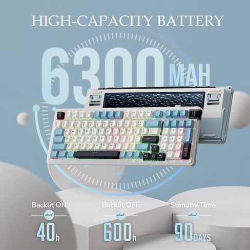 لوحة مفاتيح الألعاب اللاسلكية K98، لوحة مفاتيح مخصصة ثلاثية الوضع BT5.0/2.4G/USB-C مثبتة على حشية، لوحة مفاتيح ميكانيكية قابلة للتبديل السريع بإضاءة خلفية RGB، دعم البرامج، مفاتيح خطية مسبقة التشحيم in Kuwait