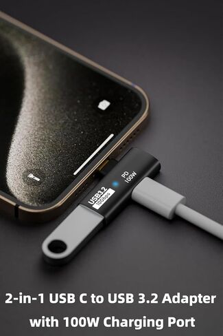 AreMe 2-in-1 USB C to USB 3.2 Adapter with 100W Charging Port, Thunderbolt 4/3 OTG Converter for Rog Ally, Steam Deck, Quest 2, iPhone 15 Series, iPad, MacBook and More Type C Device - Grey in Saudi Arabia