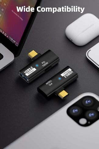 AreMe 2-in-1 USB C to USB 3.2 Adapter with 100W Charging Port, Thunderbolt 4/3 OTG Converter for Rog Ally, Steam Deck, Quest 2, iPhone 15 Series, iPad, MacBook and More Type C Device - Grey in Saudi Arabia