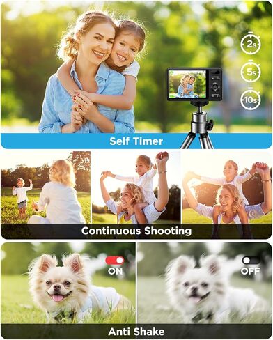 Digital Camera with 64GB Card, FHD 1080P 48MP Kids Camera with 16X Zoom Anti Shake 2 Batteries, Compact Portable Small Point and Shoot Digital Cameras Gift for Kid Student Children Teen Girl Boy in Saudi Arabia