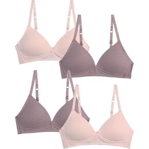 Danskin Girls Ribbed Molded Wire Free Microfiber Bra With J Hook Straps 4 Pack