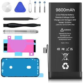 9800mAh Battery for iPhone 12/12pro, New Upgraded Higher Capacity Battery Replacement fo iPhone 12/12pro Model A2403,A2404,A2172,A2402,with Complete Repair Tool Kit