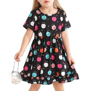 Halloween Dress Toddler Baby Girls Cute Donut Lollipop Candy Dress Crewneck Fall Long Sleeve Dresses 1-5T