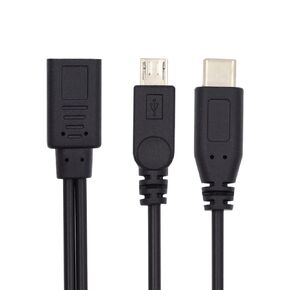 xiwai DC 5V Type-C USB-C Female to Dual Micro USB 5Pin Male Splitter Extension Charge Cable