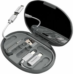 USB Adapter OTG Cable Kit/C-C Cable/C-Micro/C-IP/C-USB A, OTG USB Adapter Cable Charging&Data Transfer Contains Card Slot for Traveling, Use as Phone Holder&Mirror.
