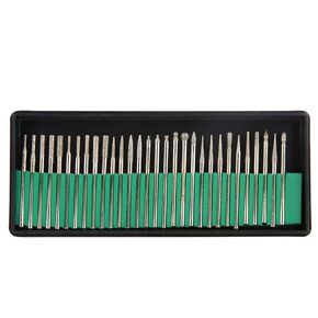 Grinding Drill Bits, 30PCS Diamond Shank Grinding Rotary Drill Bits Set Glass Jade Jewelry Engraving Carving Tools