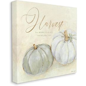 Stupell Industries Harvest Grey Pumpkins Autumn Fall Seasonal Word Design Canvas Wall Art, 17x17, Blue