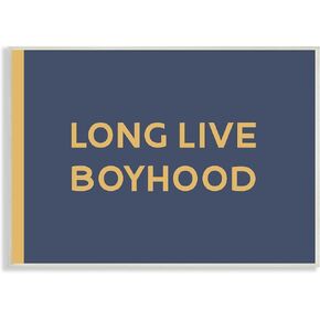 Stupell Industries Long Live Boyhood Children's Phrase Bold Yellow Blue Wall Plaque, 15 x 10