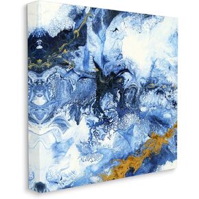 Stupell Industries Water Movement Abstraction Fluid Yellow Blue Design, Designed by Liz Jardine Canvas Wall Art, 36 x 36