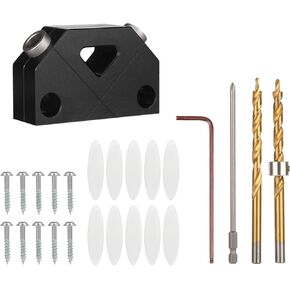 Kosmi New multifunctional woodworking drilling auxiliary drilling locator household tools woodworking positioning tool bag hole fixture drill punch guide locator，Pocket Hole Jig Set 45°
