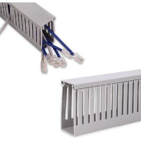 78In Large Cable Raceway On Wall - Grey PVC Cord Hider Wire Management Under Desk - Open Slot Wall Mounted Cord Organizer with Wire Covers - Cable Cover Channel for TV Network, 5×15.7"×W1.57×H3.14