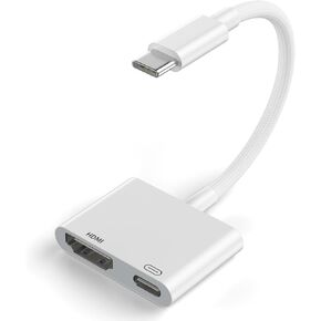USB-C Digital AV Adapter,2-in-1 HDMI to USB C,4K UHD USB C to HDMI with 100W PD Fast Thunderbolt to HDMI Converter Sycn Screen Connector for iPhone 15/16, MacBook Pro/Air, iPad Pro/Air, Galaxy, Pixel