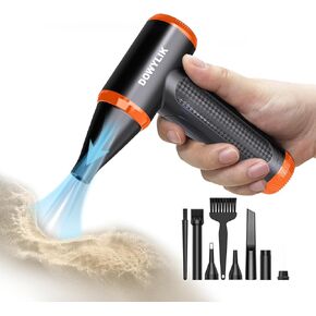 Compressed Air Duster, 150000RPM Brushless Motor Mini Air Blower, Stepless Speed Electric Duster for Keyboard Cleaner, Rechargeable Computer Dust Blower with 6 Nozzles and 2 Brushes
