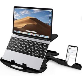 Adjustable Laptop Tabletop Stand Patented Riser Ventilated Portable Foldable Compatible for MacBook Notebook Tablet Tray Desk Table Book with Phone Stand and Mouse pad
