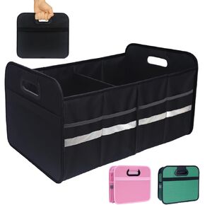 Trunk Organizer for Car, Storage Organizer with 60L Large Capacity, Foldable Car Organizer for SUVs/Sedans, Waterproof Collapsible & Multi Compartment, Organizer for Car Accessories, Tools, Black