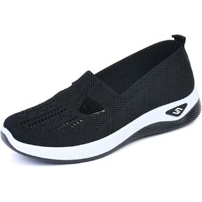 Orthopedic Shoes for Women Woven Orthopedic Breathable Soft Shoes Slip On Arch Support Walking Shoes Casual Running Shoes Diabetic Foam Shoes