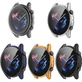 FitTurn 5 Pack Cases Compatible with Amazfit GTR 3/GTR 3 Pro Screen Protector Soft TPU Scratch Resistant Full Cover for Amazfit GTR3/GTR3 Pro Smartwatch Accessories