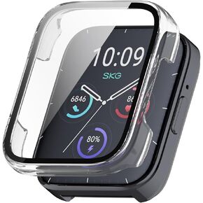 RuenTech Compatible with SKG V9 Smart Watch Case Cover, Screen Protector with Tempered Glass Film PC Protective Case for SKG V9 Smart Watch (6-Pack)