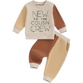 WZTYYDS Toddler Baby Boy Clothes Letter Print Long Sleeve Sweatshirt Tops Pants Sets Kids Fall Winter Contrast Outfit