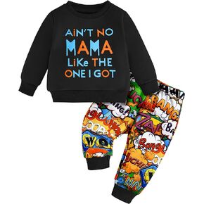 ملابس خريف وشتاء للأطفال الصغار، ملابس خريف وشتاء، سويت شيرت بأكمام طويلة مطبوع عليه حروف، مجموعة سراويل ديناصور مموهة in Kuwait