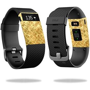 MightySkins Skin Compatible with Fitbit Charge HR Cover Skins Sticker Watch Gold Tiles