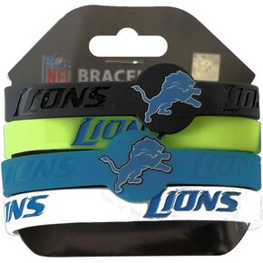 aminco NFL Unisex NFL Sports Team Logo Silicone Rubber Wrist Band Bracelet Set of 4