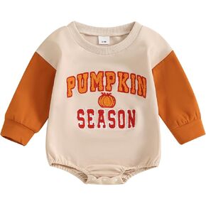 FIOMVA Baby Girl Boy Halloween Outfit Fall Newborn Bubble Romper Cute Infant Oversized Sweatshirt Bodysuit Winter Clothes