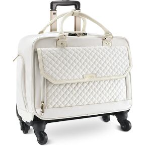Rolling Laptop Bag, Briefcase for Women and Men with 4 Spinner Wheels and Handle, Roller Computer Bag for Work Travel Carry On, TSA Friendly Design, Black