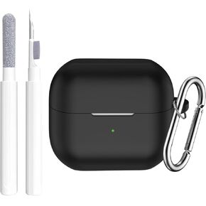 for Samsung Galaxy Buds 3 Case & Galaxy Buds 3 Pro Case Cover,Shockproof Case for Samsung Wireless Earphones,Premium Silicon Case with Keychain and Cleaing Pen,Headphone Accessories-Black