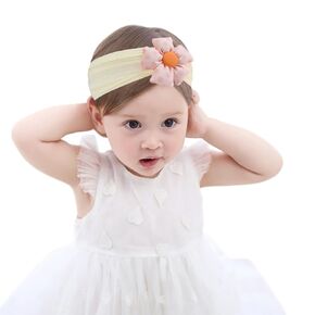 Fmeida Nylon Headbands for Baby Girls Cute Hairbands Infants Flower Headbands Purple Dots