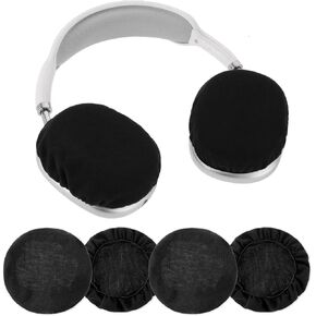 2 Pairs Fabric Headphone Ear Covers Washable Strechable Earpad Cover Protectors Black Headset Cloth Covers for Gym Training Aviation Racing Gaming Headphones, Fit 3.5" - 4.3" Ear Pads