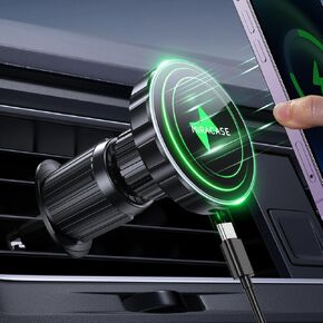 Miracase for Magsafe Car Mount Charger, 15W Fast Charging Magnetic Wireless Car Charger Compatible with Magsafe, Air Vent Car Phone Holder Charger Only Fit iPhone 16/15/14/13/12 Series