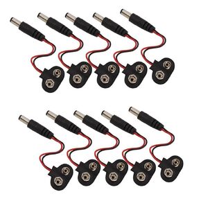 AKOAK 10Pcs T Type 2.1 x 5.5mm Male DC Power Plug For 9V Battery Button Connector Battery Holder