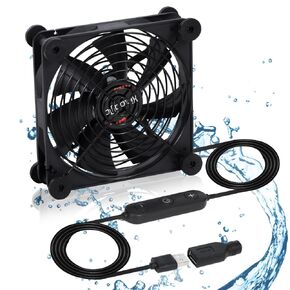 Quiet 140mm Fan with 10 Speed USB 5V Fan DC 12V IPX5 Waterproof Fan PC Fan Portable Cooling Fan for Tablet TV Receiver Router DVR Greenhouse Kennel Computer Cabinet Component Cooling