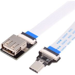 NFHK OTG USB-C Type-C Male Host to USB 2.0 Type-A Female Target Data Flat Slim FPC Cable 13cm for FPV Disk Phone Laptop