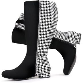 Women's EXTRA Wide Calf Elegant and Retro Round Toe Knee High Boots for Vintage Style Enthusiasts