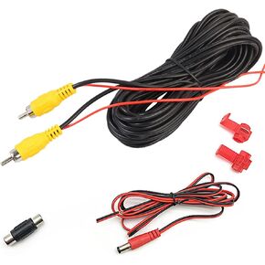 RCA Video Cable 26FT/8 M, Backup Camera Extension Cable, 100% Shielded, RCA Video Female to Female Coupler, Power Cable, Compatible with Rearview Cameras, DVD Players, TV Boxes, Black