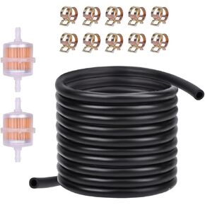 YS-TM 3/16 Inch ID Fuel Line Hose With 2Pcs Fuel Filters +10 Clamps for Kawasaki Lawn Mower Small Engines Generator Mini Bike dirtbike