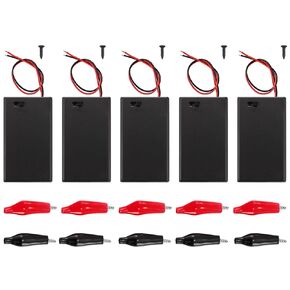 3 AAA Battery Holder with Switch, 3 Slots x 1.5V 4.5V Battery Spring Clip Storage Box with Wire Leads, with Black Alligator Clip, Red Alligator Clip (30 Pack)